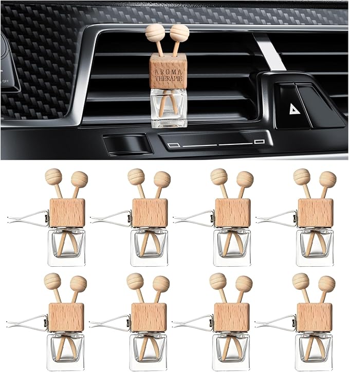 2PCS Car Diffuser Air Freshener Bottle, Refillable Empty Glass Perfume Bottles with Vent Clip, product image
