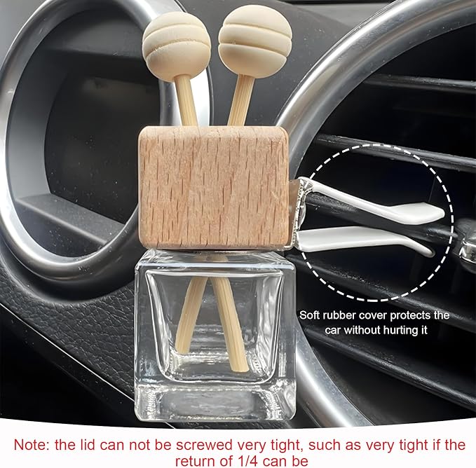 2PCS Car Diffuser Air Freshener Bottle, Refillable Empty Glass Perfume Bottles with Vent Clip, alternate product view 4