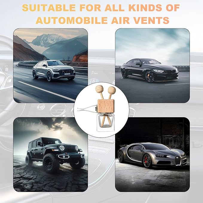 2PCS Car Diffuser Air Freshener Bottle, Refillable Empty Glass Perfume Bottles with Vent Clip, alternate product view 6