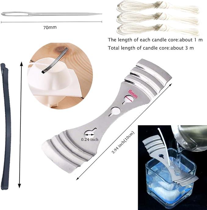 2PCS Lotus Sphere Candle Molds with Mold Punch Needle Large-Eye Wicking Needle for Candle Making Lotus Flower, alternate view