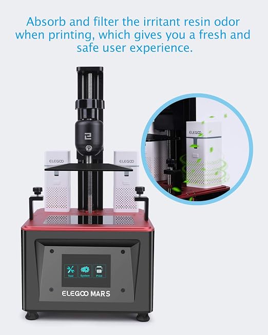 2PCS Mini Air Purifier with Activated Carbon Filter and Universal Adaptor for LCD/DLP/MSLA Resin 3D Printer, alternate