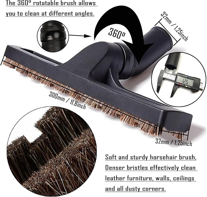 2Pcs Upgraded Vacuum Floor Brush Universal Vacuum Hardwood Brush 1 1/4 inches Durable Vacuums Hard Floor Brushes Multi Vacuum