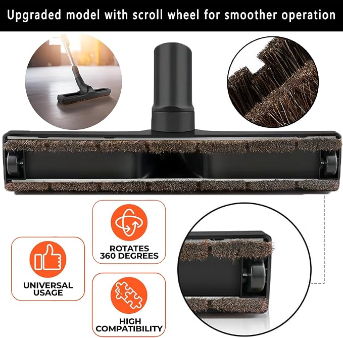 2Pcs Upgraded Vacuum Floor Brush Universal Vacuum Hardwood Brush 1 1/4 inches Durable Vacuums Hard Floor Brushes Multi Vacuum