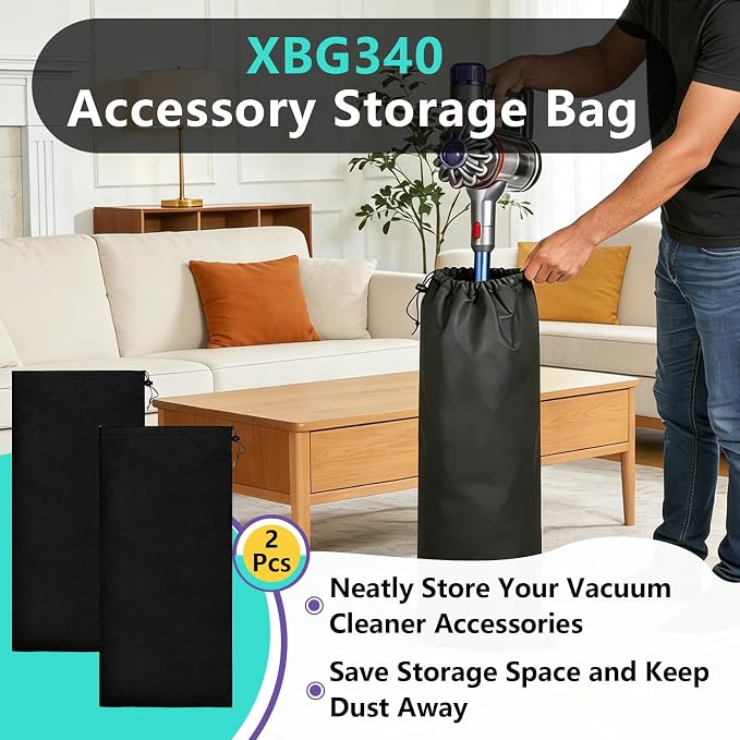 2PCS XBG340 Parts Accessory Storage Bag Compatible with Most Vacuum Model Accessories, 12.6 x 27.6 Inch Vacuum Accessory