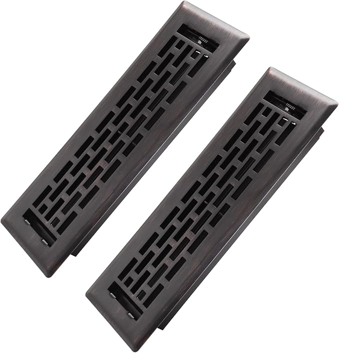 2x10 Inches 2 Pack Heavy Duty Walkable Floor Register - Easy Adjust Air Supply Lever Decorative Floor Vent Covers - Boston