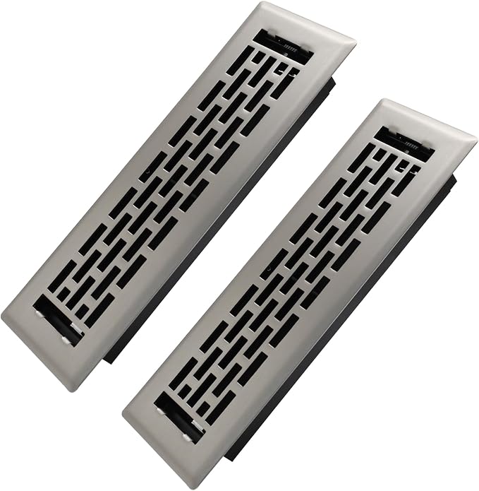 2x10 Inches 2 Pack Heavy Duty Walkable Floor Register - Easy Adjust Air Supply Lever Decorative Floor Vent Covers - Boston