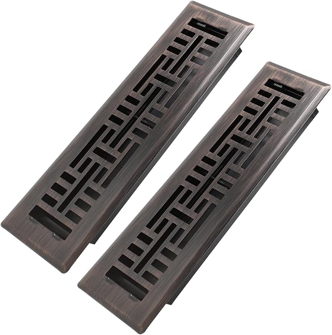 2x10 Inches 2 Pack Heavy Duty Walkable Floor Register Easy Adjust Air Supply Lever Floor Vents - Seattle Design - Vent Cover