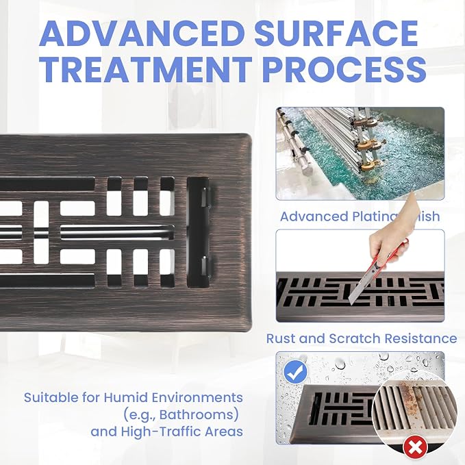 2x10 Inches 2 Pack Heavy Duty Walkable Floor Register Easy Adjust Air Supply Lever Floor Vents - Seattle Design - Vent Cover