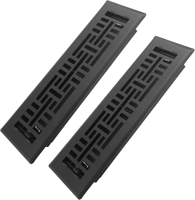 2x10 Inches 2 Pack Heavy Duty Walkable Floor Register Easy Adjust Air Supply Lever Floor Vents - Seattle Design - Vent Cover