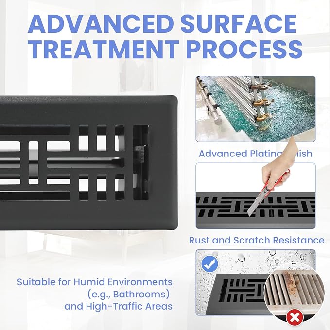 2x10 Inches 2 Pack Heavy Duty Walkable Floor Register Easy Adjust Air Supply Lever Floor Vents - Seattle Design - Vent Cover