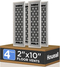 2x10 Inches 4 Pack Heavy Duty Walkable Floor Register - Easy Adjust Air Supply Lever Decorative Floor Vent Covers, Boston