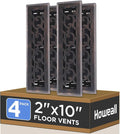 2x10 Inches 4 Pack Heavy Duty Walkable Floor Register - Easy Adjust Air Supply Lever Decorative Floor Vent Covers, Savannah