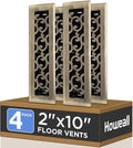 2x10 Inches 4 Pack Heavy Duty Walkable Floor Register - Easy Adjust Air Supply Lever Decorative Floor Vent Covers, Savannah