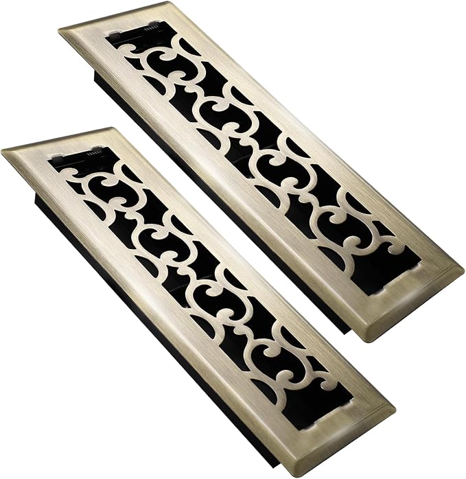 2x10 Inches Air Floor Vents Register Ease Adjust Air Flow Savannah Design-Heavy Duty Walkable Steel Decorative Vent Covers