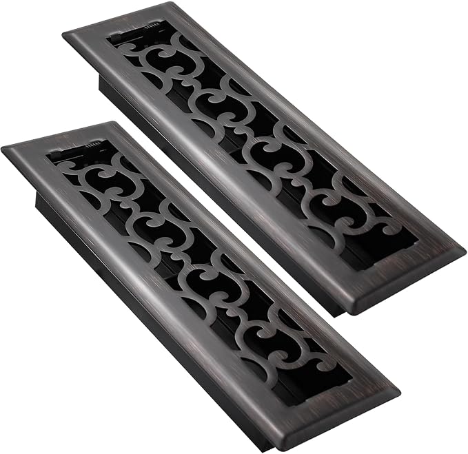 2x10 Inches Air Floor Vents Register Ease Adjust Air Flow Savannah Design-Heavy Duty Walkable Steel Decorative Vent Covers