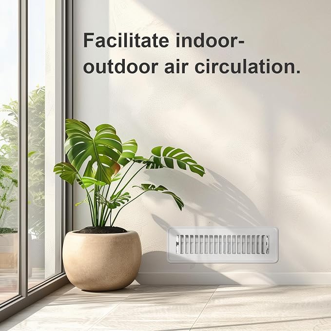 2x12 Floor Register 4 Pack - Heavy Duty Steel Floor Vent Covers with Adjustable Grille - Walkable Vent Covers for Home Floor