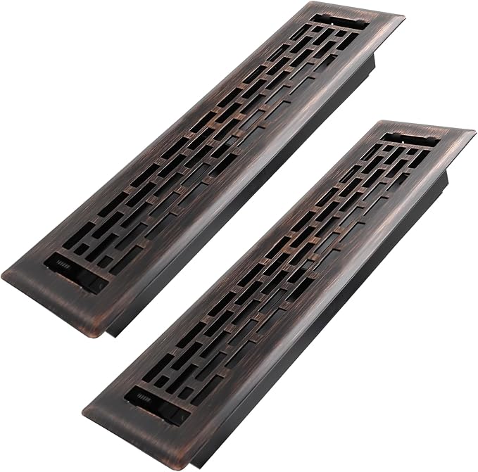 2x12 Inches 2 Pack Heavy Duty Walkable Floor Register - Easy Adjust Air Supply Lever Decorative Floor Vent Covers - Boston