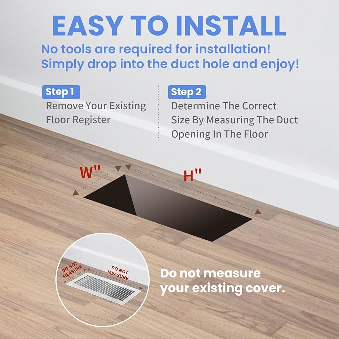 2x12 Inches 2 Pack Heavy Duty Walkable Floor Register - Easy Adjust Air Supply Lever Decorative Floor Vent Covers - Boston