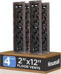 2x12 Inches 4 Pack Heavy Duty Walkable Floor Register - Easy Adjust Air Supply Lever Decorative Floor Vent Covers, Savannah