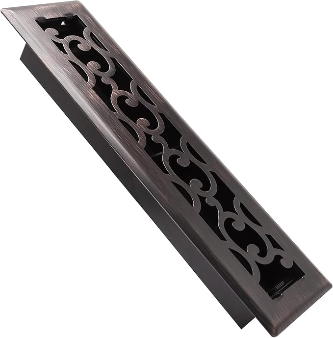 2x12 Inches Air Floor Vents Register Ease Adjust Air Flow Savannah Design-Heavy Duty Walkable Steel Decorative Floor Vent for