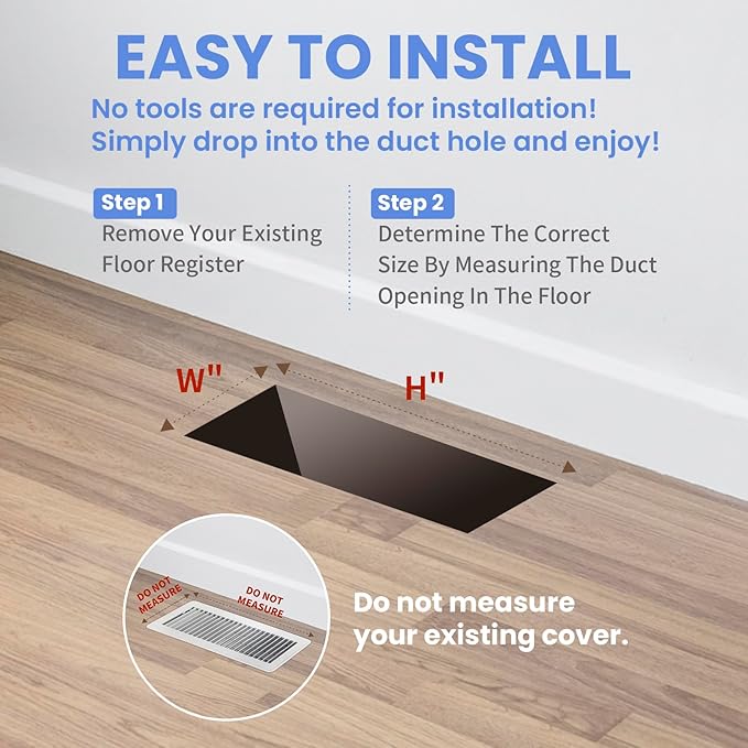2x12 Inches Heavy Duty Walkable Floor Register - Easy Adjust Air Supply Lever Decorative Floor Vent Covers - Boston Design
