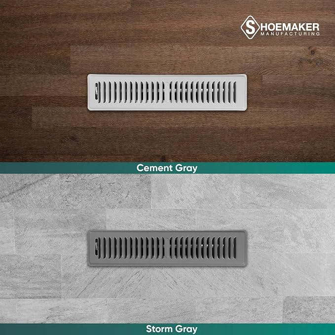 2x14 Floor Register – Cement Gray Heavy Duty Metal Floor Vent Cover for Home Floors - Premium Forced Air Vent Covers