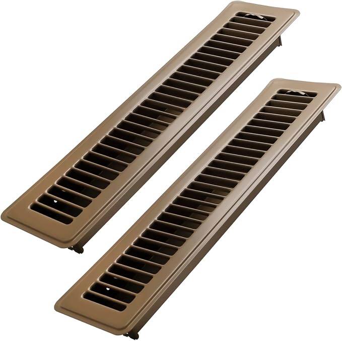 2x14 Inch Floor Register 2 Pack - Heavy Duty Steel Walkable Floor Vents - Easy Adjust Air Supply Lever - Rust Proof