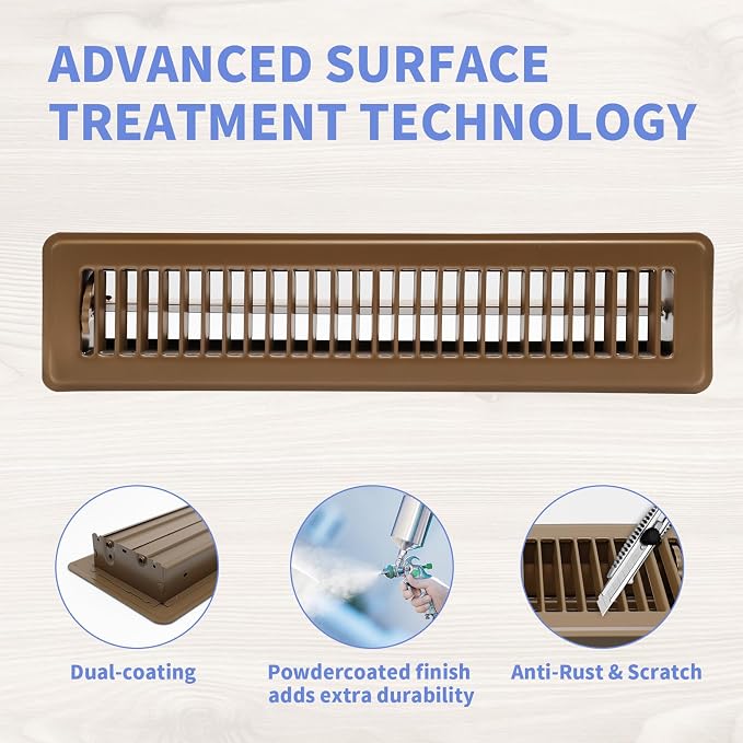 2x14 Inch Floor Register 2 Pack - Heavy Duty Steel Walkable Floor Vents - Easy Adjust Air Supply Lever - Rust Proof