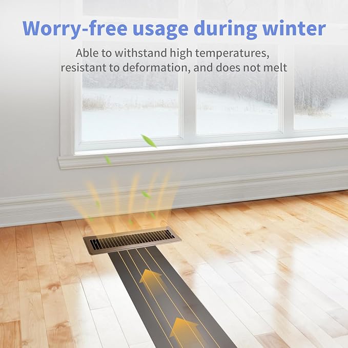 2x14 Inch Floor Register - Heavy Duty Steel Walkable Floor Vents - Easy Adjust Air Supply Lever - Vent Covers for Home