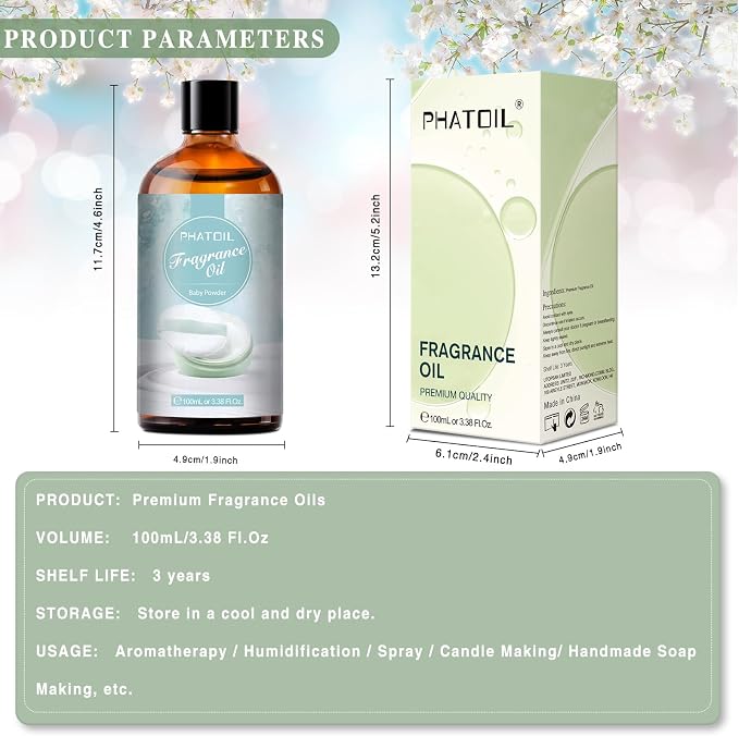 3.38FL.OZ Baby Powder Fragrance Oils for Aromatherapy, Essential Oils for Diffusers for Home, Perfect for Diffuser, alternate