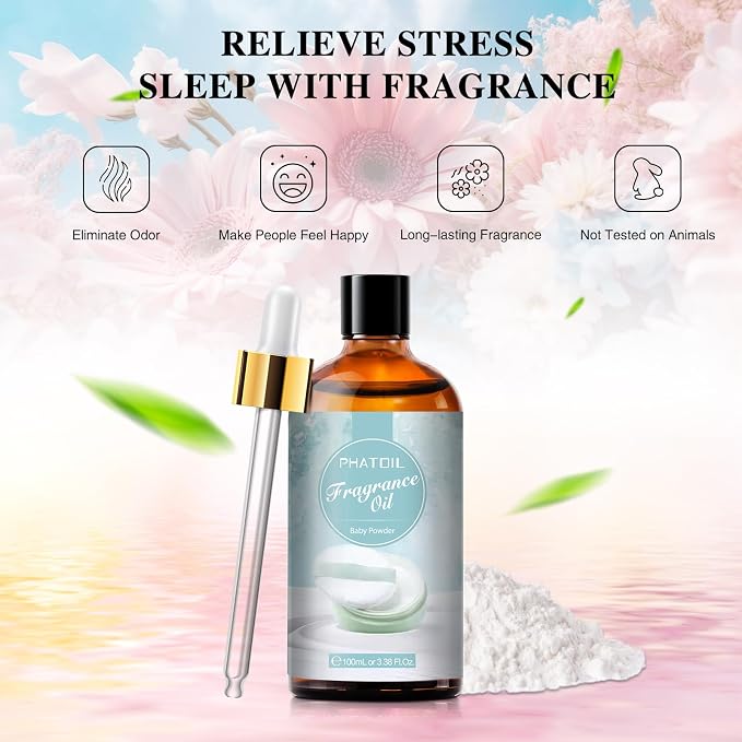 3.38FL.OZ Baby Powder Fragrance Oils for Aromatherapy, Essential Oils for Diffusers for Home, Perfect for Diffuser, alternate