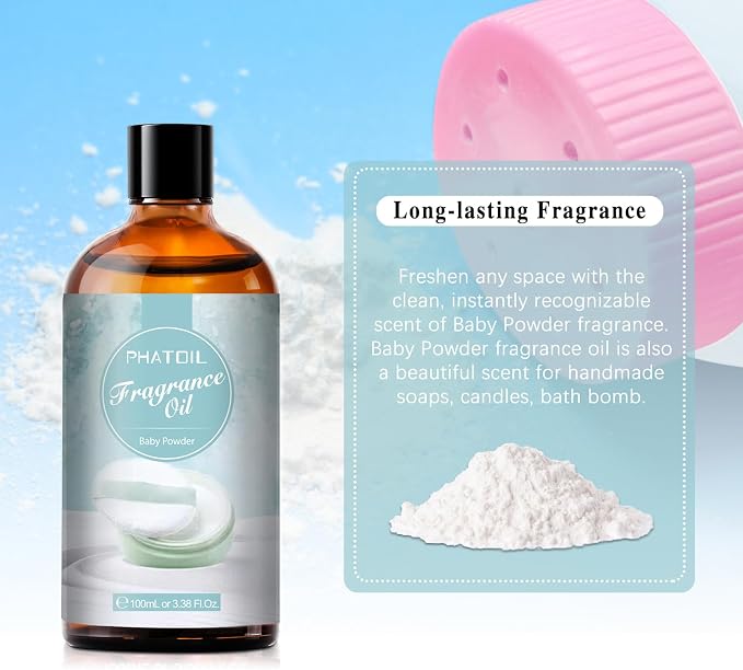 3.38FL.OZ Baby Powder Fragrance Oils for Aromatherapy, Essential Oils for Diffusers for Home, Perfect for Diffuser, alternate