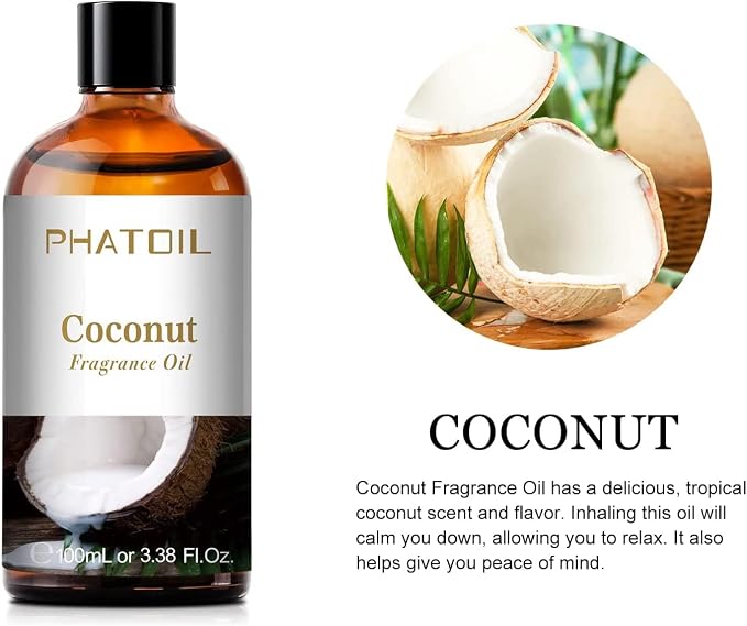 3.38FL.OZ Coconut Fragrance Oils for Aromatherapy, Essential Oils for Diffusers for Home, Perfect for Diffuser, Yoga