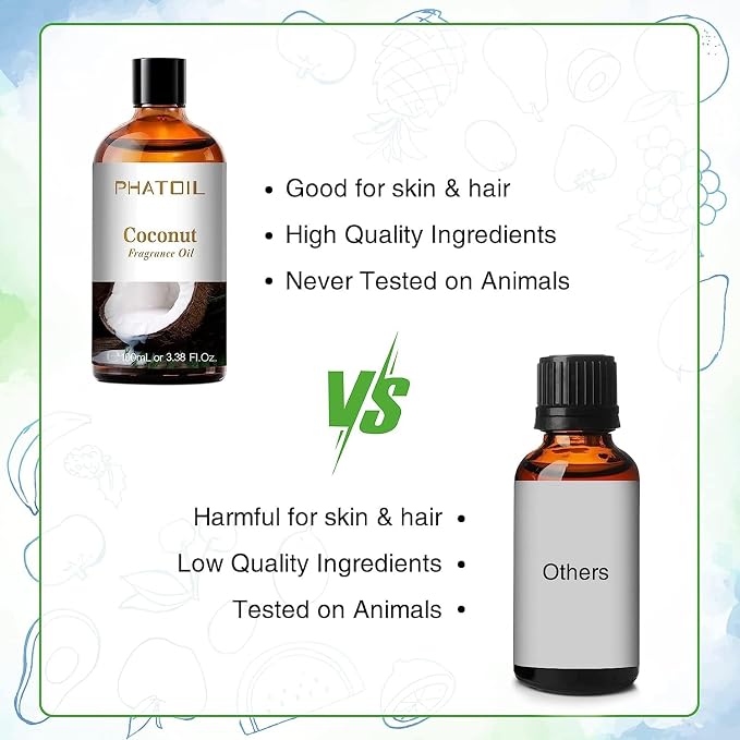 3.38FL.OZ Coconut Fragrance Oils for Aromatherapy, Essential Oils for Diffusers for Home, Perfect for Diffuser, Yoga