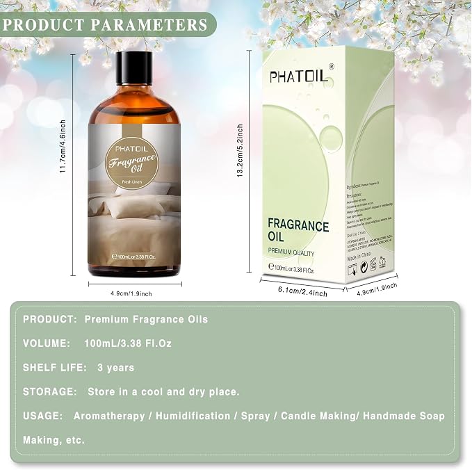3.38FL.OZ Fresh Linen Fragrance Oils for Aromatherapy, Essential Oils for Diffusers for Home, Perfect for Diffuser, alternate