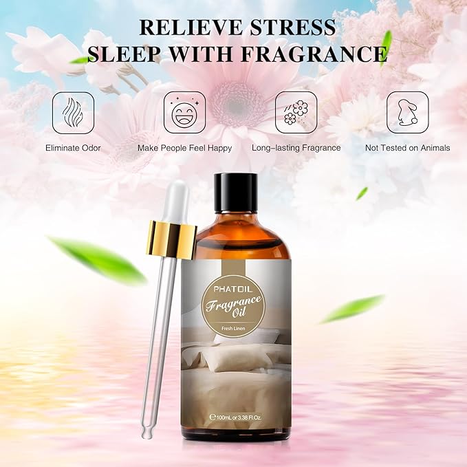 3.38FL.OZ Fresh Linen Fragrance Oils for Aromatherapy, Essential Oils for Diffusers for Home, Perfect for Diffuser, alternate