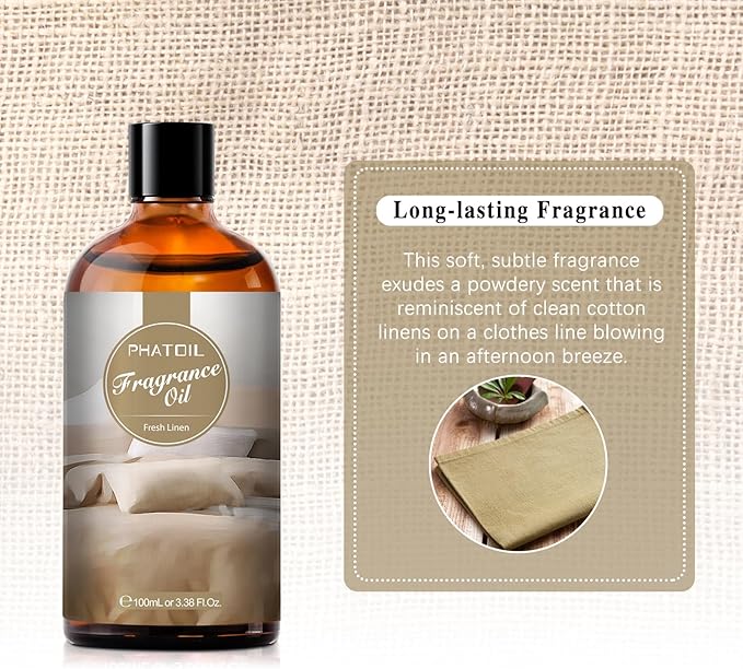 3.38FL.OZ Fresh Linen Fragrance Oils for Aromatherapy, Essential Oils for Diffusers for Home, Perfect for Diffuser, alternate