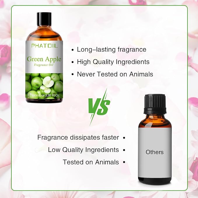 3.38FL.OZ Green Apple Fragrance Oils for Aromatherapy, Essential Oils for Diffusers for Home, Perfect for Diffuser, Yoga