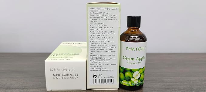 3.38FL.OZ Green Apple Fragrance Oils for Aromatherapy, Essential Oils for Diffusers for Home, Perfect for Diffuser, Yoga