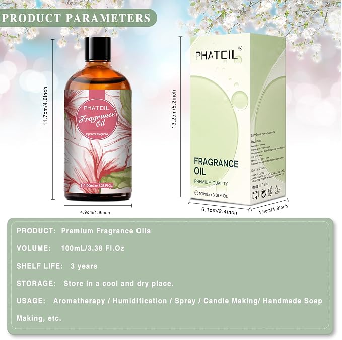 3.38FL.OZ Japanese Magnolia Fragrance Oils for Aromatherapy, Essential Oils for Diffusers for Home, Perfect for Diffuser
