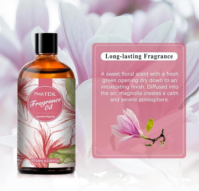 3.38FL.OZ Japanese Magnolia Fragrance Oils for Aromatherapy, Essential Oils for Diffusers for Home, Perfect for Diffuser