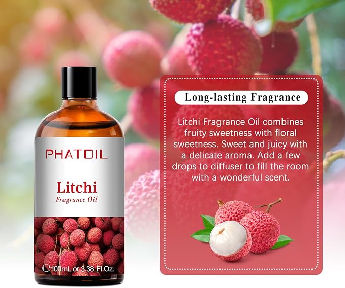 3.38FL.OZ Litchi Fragrance Oils for Aromatherapy, Essential Oils for Diffusers for Home, Perfect for Diffuser, Yoga