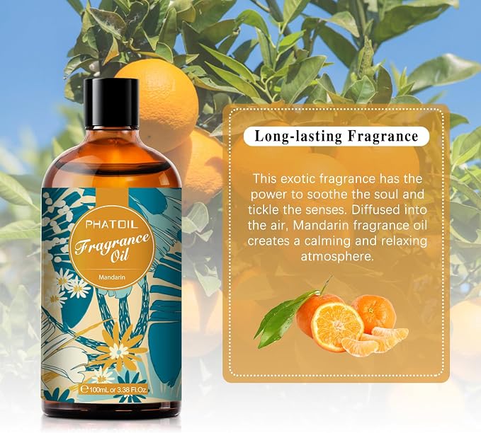 3.38FL.OZ Mandarin Fragrance Oils for Aromatherapy, Essential Oils for Diffusers for Home, Perfect for Diffuser, alternate