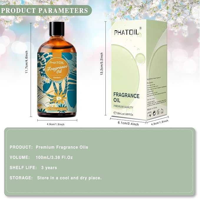 3.38FL.OZ Mandarin Fragrance Oils for Aromatherapy, Essential Oils for Diffusers for Home, Perfect for Diffuser, alternate