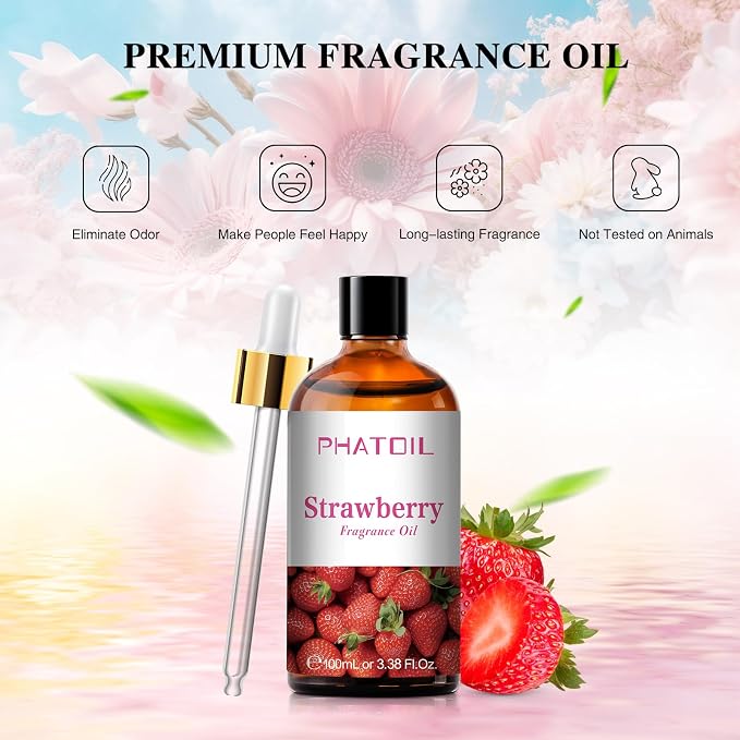 3.38FL.OZ Strawberry Fragrance Oils for Aromatherapy, Essential Oils for Diffusers for Home, Perfect for Diffuser, Yoga