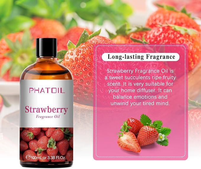 3.38FL.OZ Strawberry Fragrance Oils for Aromatherapy, Essential Oils for Diffusers for Home, Perfect for Diffuser, Yoga