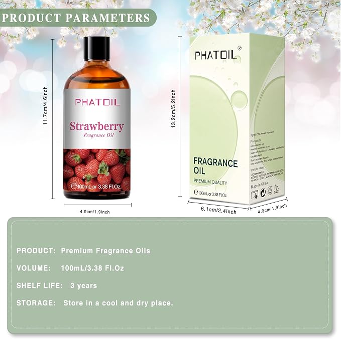 3.38FL.OZ Strawberry Fragrance Oils for Aromatherapy, Essential Oils for Diffusers for Home, Perfect for Diffuser, Yoga