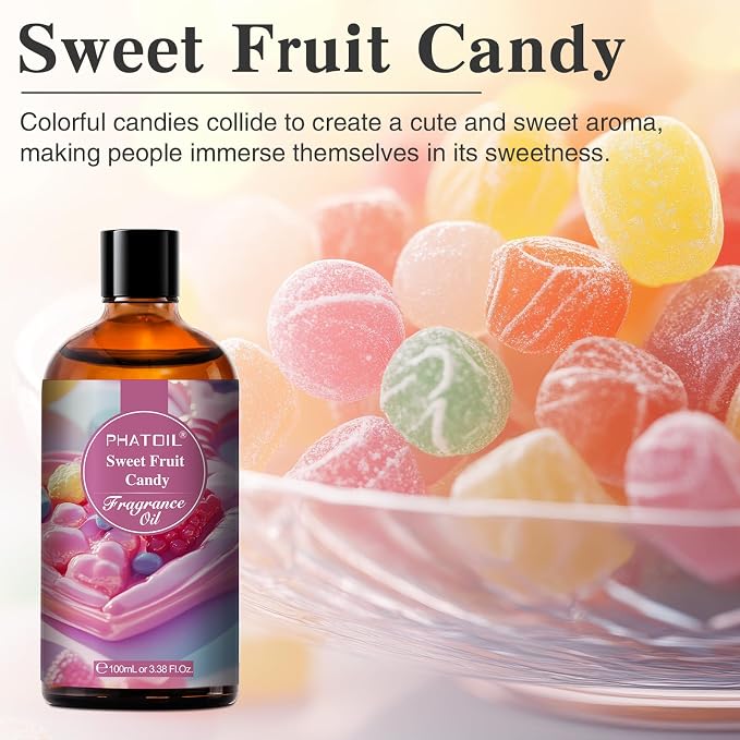 3.38FL.OZ Sweet Fruit Candy Fragrance Oils for Aromatherapy, Essential Oils for Diffusers for Home, Perfect for Diffuser