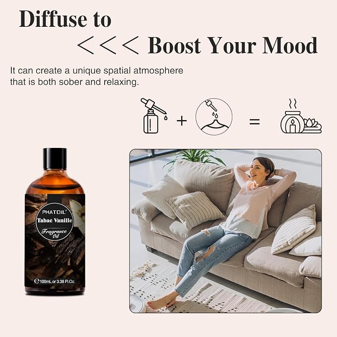 3.38FL.OZ Tabac Vanille Fragrance Oils for Aromatherapy, Essential Oils for Diffusers for Home, Perfect for Diffuser, Yoga