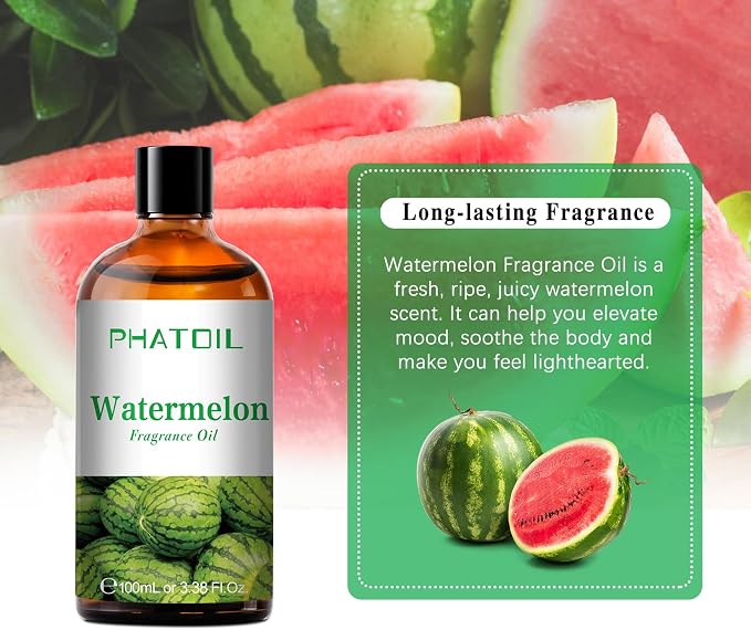 3.38FL.OZ Watermelon Fragrance Oils for Aromatherapy, Essential Oils for Diffusers for Home, Perfect for Diffuser, Yoga